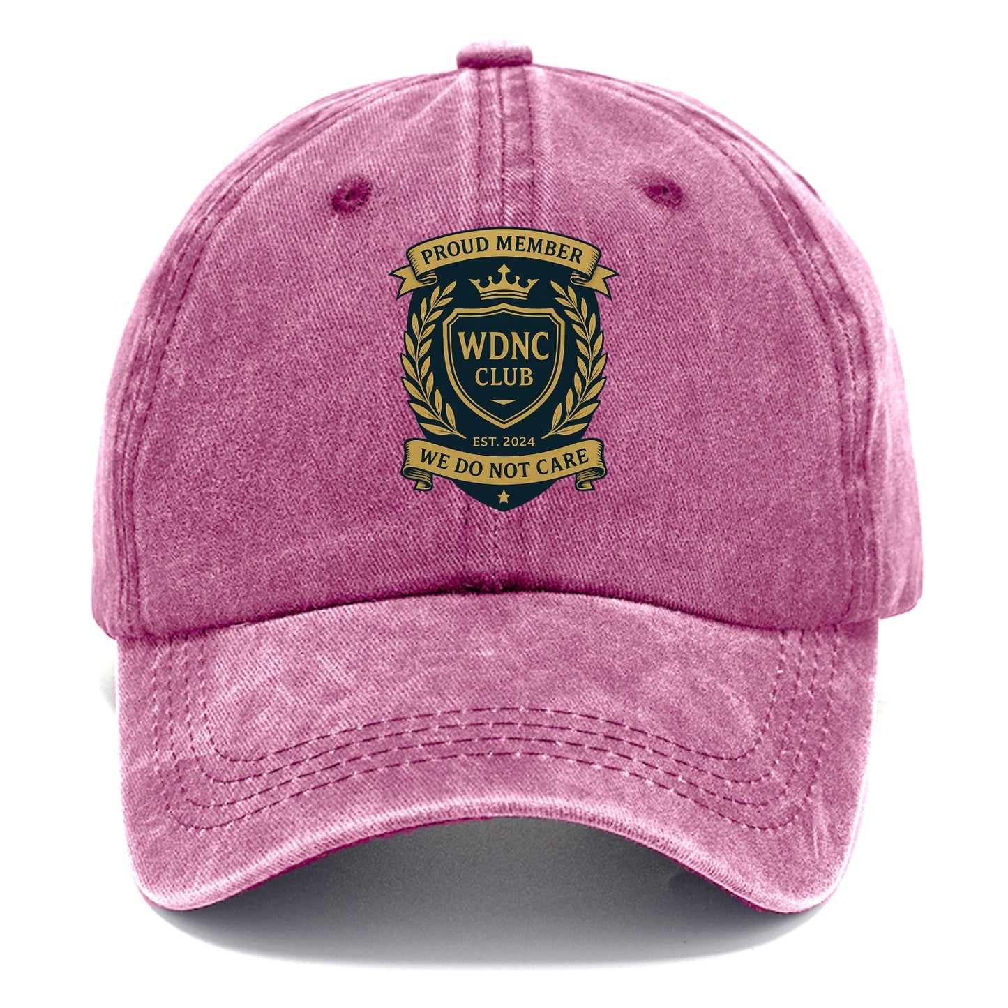 Proud Member badge with laurel wreath - "WDNC CLUB - We Do Not Care" - apathy pride - Classic Cap - Dusty Rose(Rose)