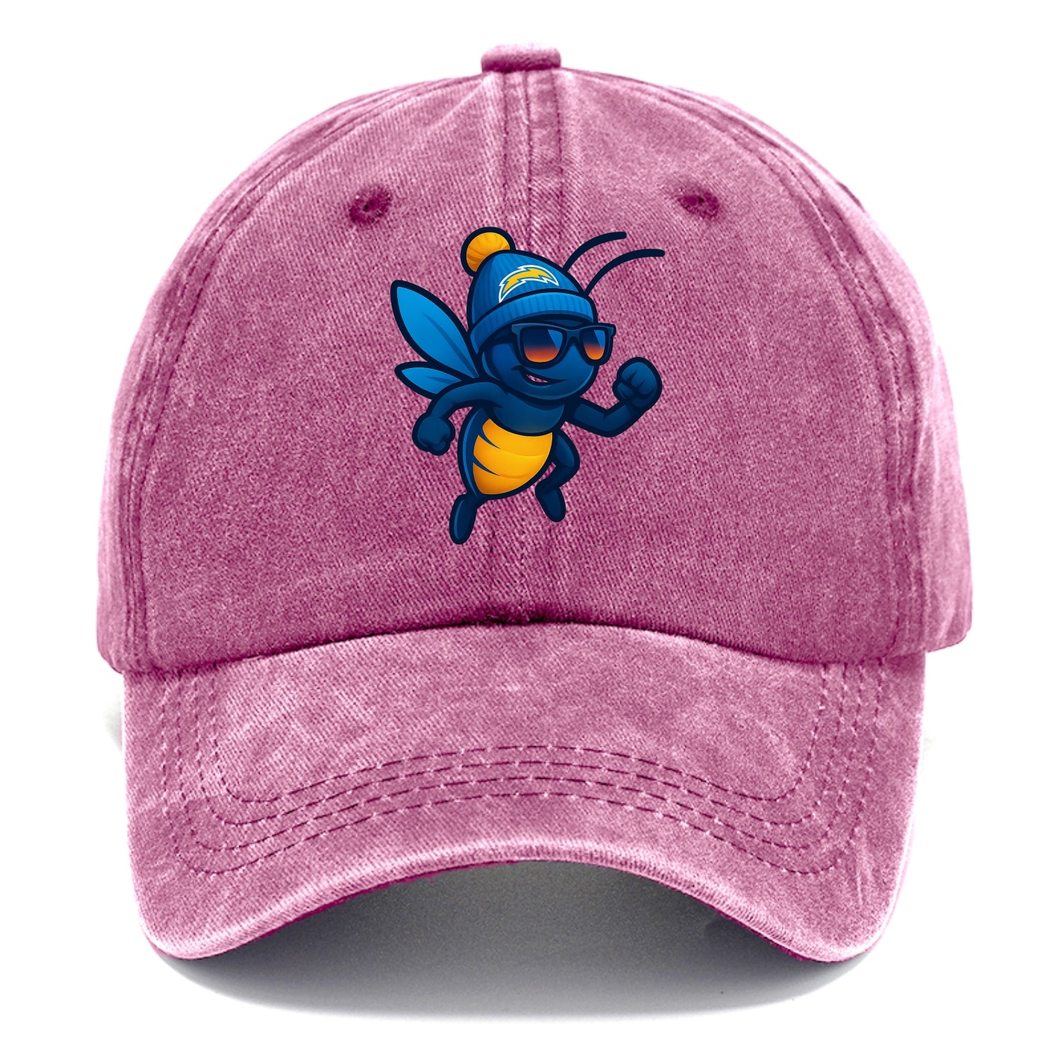 LA Lightning Bug wearing Chargers powder blue and gold beanie with pom pom and - Classic Cap - Dusty Rose(Rose)