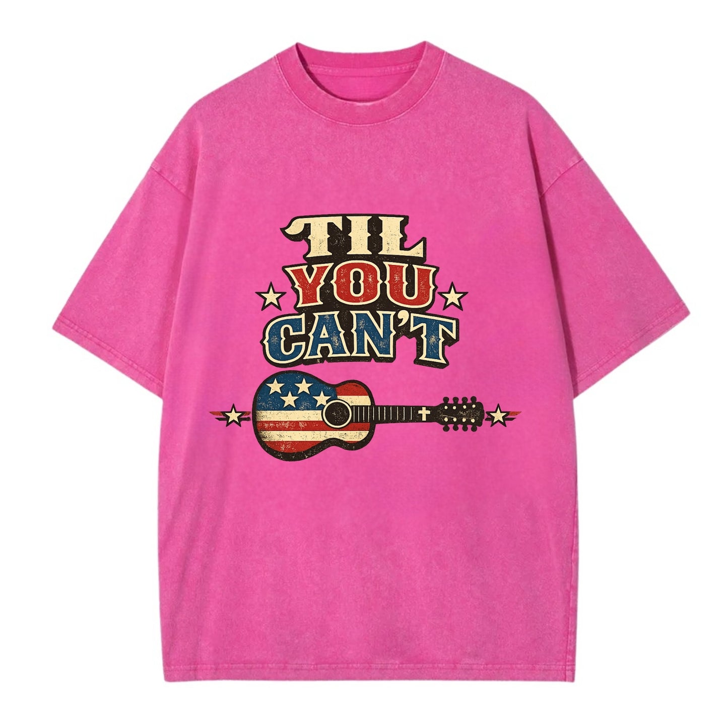 Til You Cant - Flag Guitar - Vintage T-shirt - Dusty Rose(Rose)