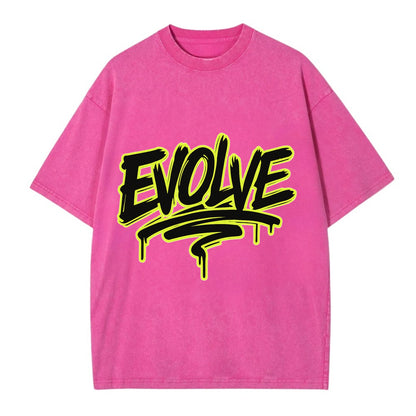 Bold typography design - "EVOLVE" - changing, becoming better - Vintage T-shirt - Dusty Rose(Rose)