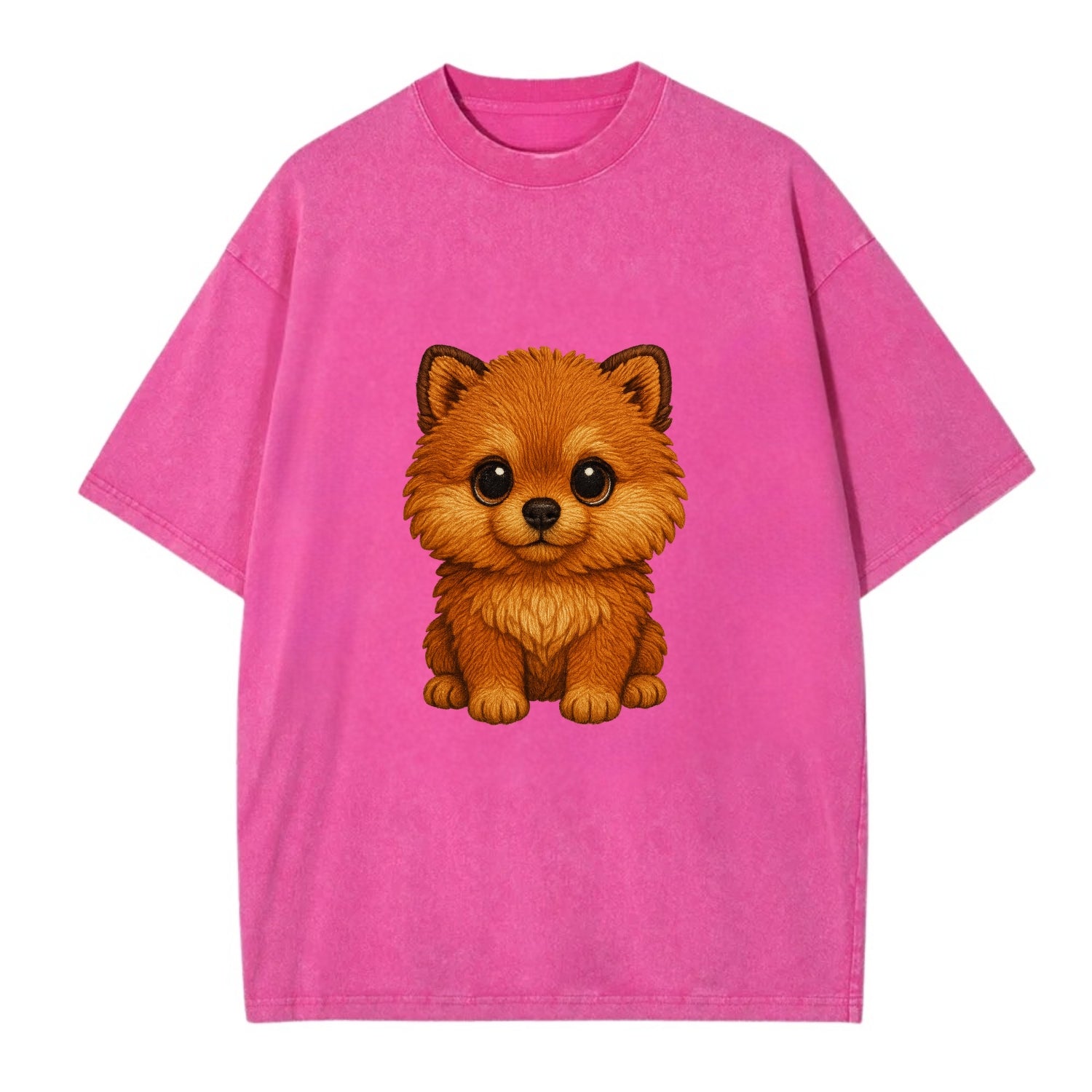 Baby Pomeranian Puppy - fluffy orange ball, fox face, tiny body, bright eyes, - Vintage T-shirt - Dusty Rose(Rose)