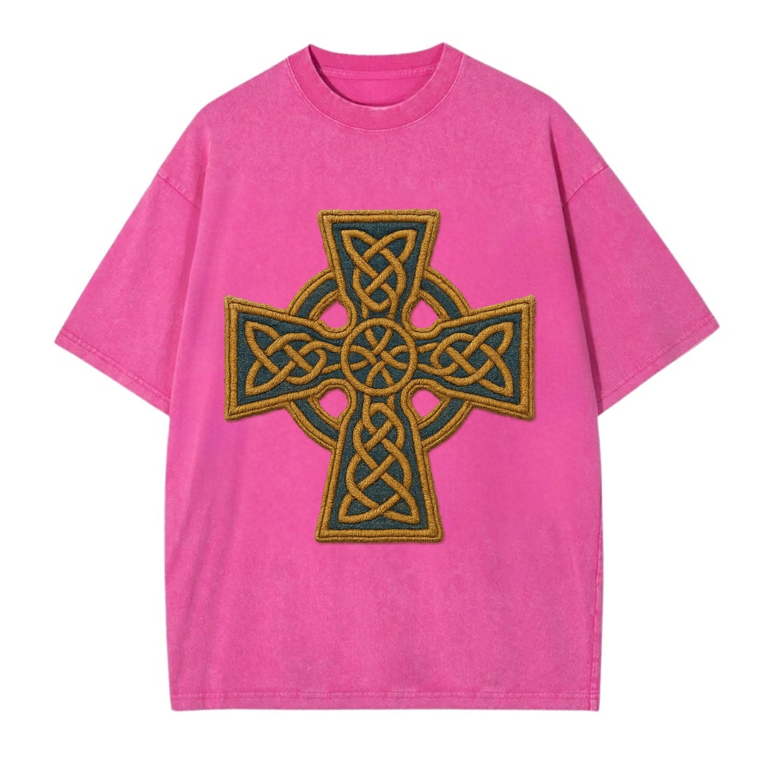 Book Of Kells Cross - Vintage T-shirt - Dusty Rose(Rose)