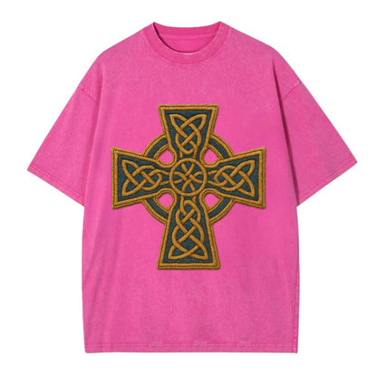 Book Of Kells Cross - Vintage T-shirt - Dusty Rose(Rose)