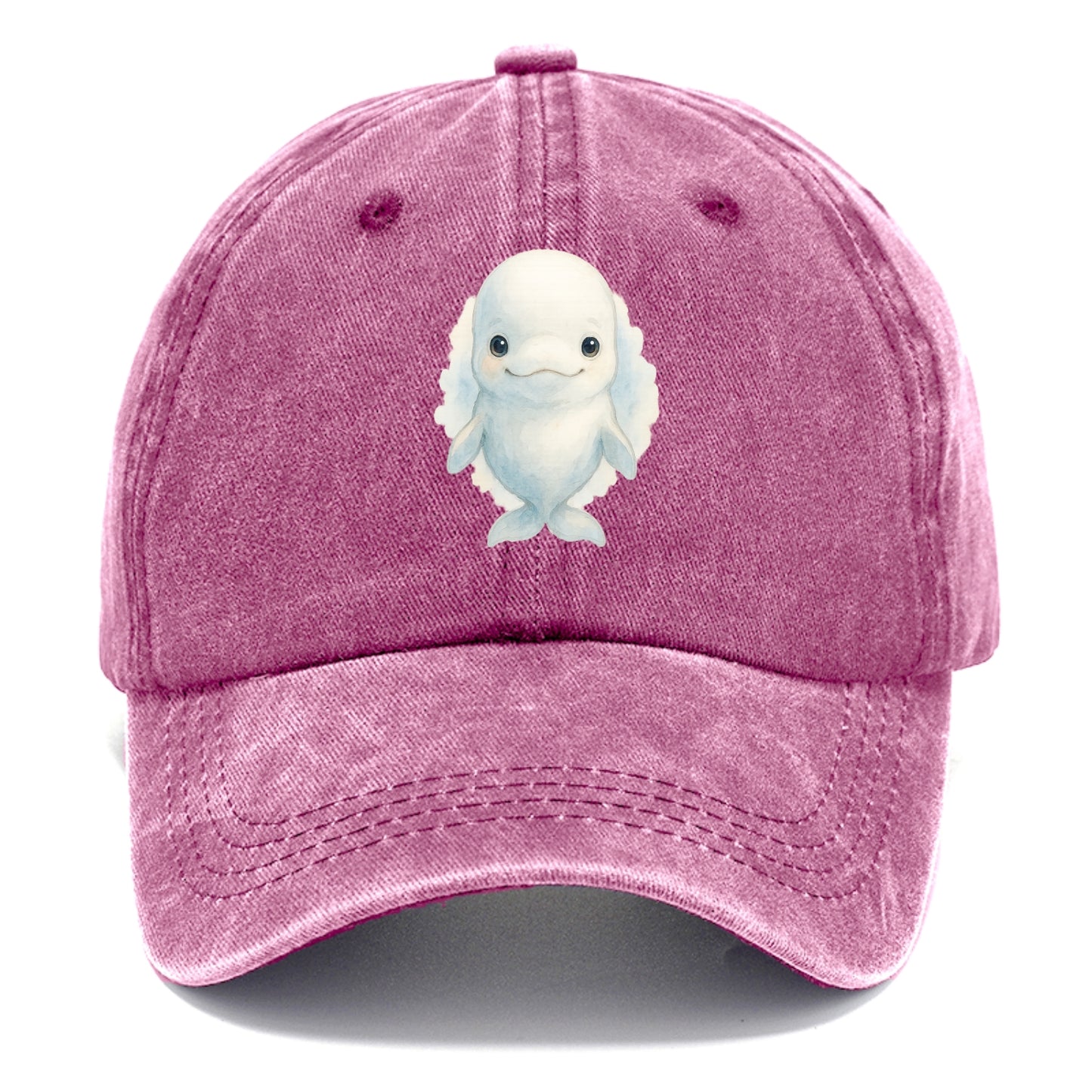 Baby Beluga Whale - pure white, rounded forehead, small eyes with big personality, - Classic Cap - Dusty Rose(Rose)
