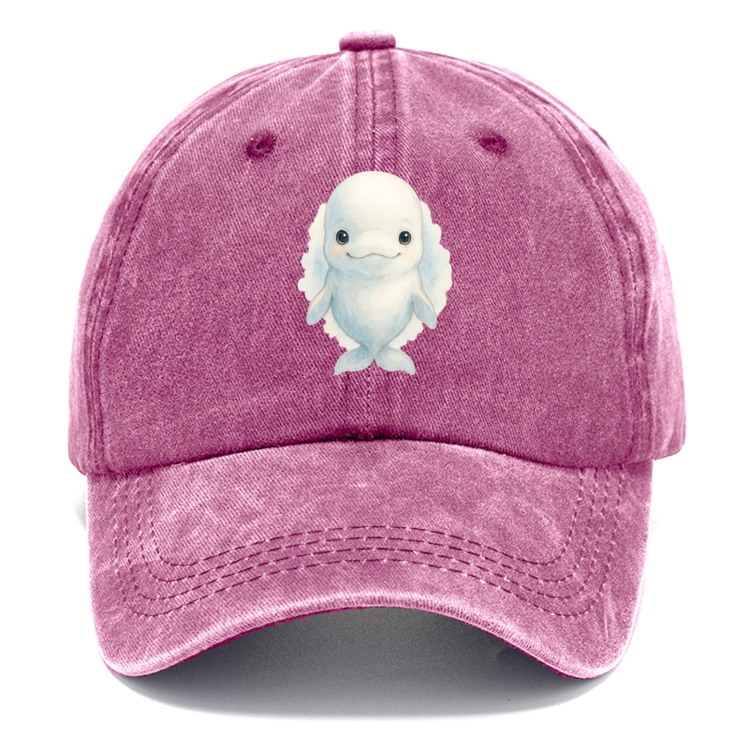 Baby Beluga Whale - pure white, rounded forehead, small eyes with big personality, - Classic Cap - Dusty Rose(Rose)