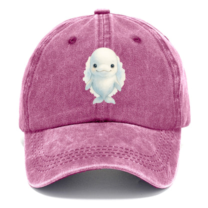 Baby Beluga Whale - pure white, rounded forehead, small eyes with big personality, - Classic Cap - Dusty Rose(Rose)