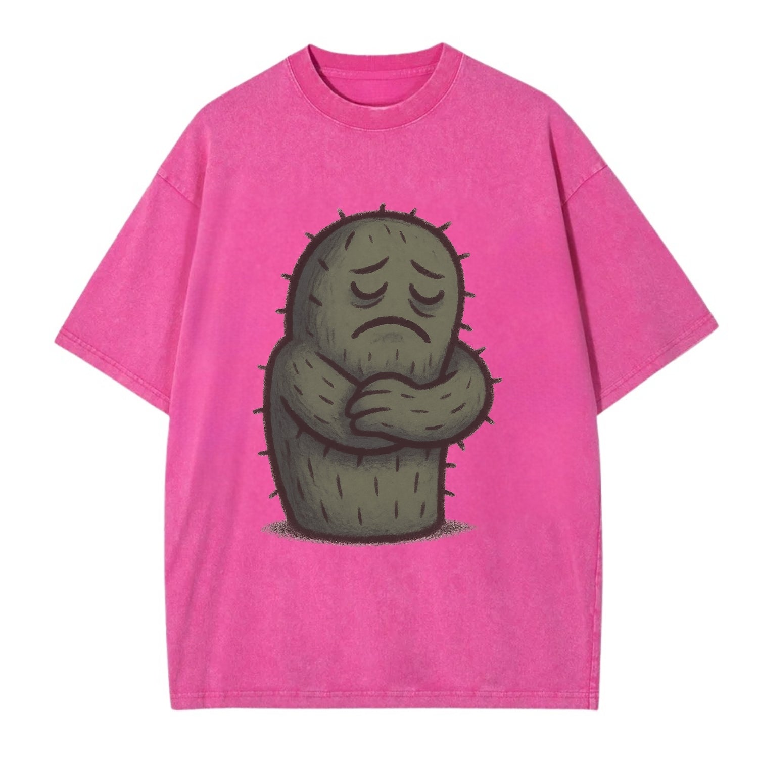 SINGLE IS VALID | Content cactus hugging itself - Vintage T-shirt - Dusty Rose(Rose)