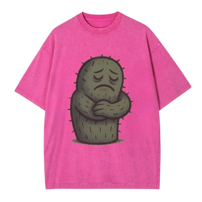 SINGLE IS VALID | Content cactus hugging itself - Vintage T-shirt - Dusty Rose(Rose)