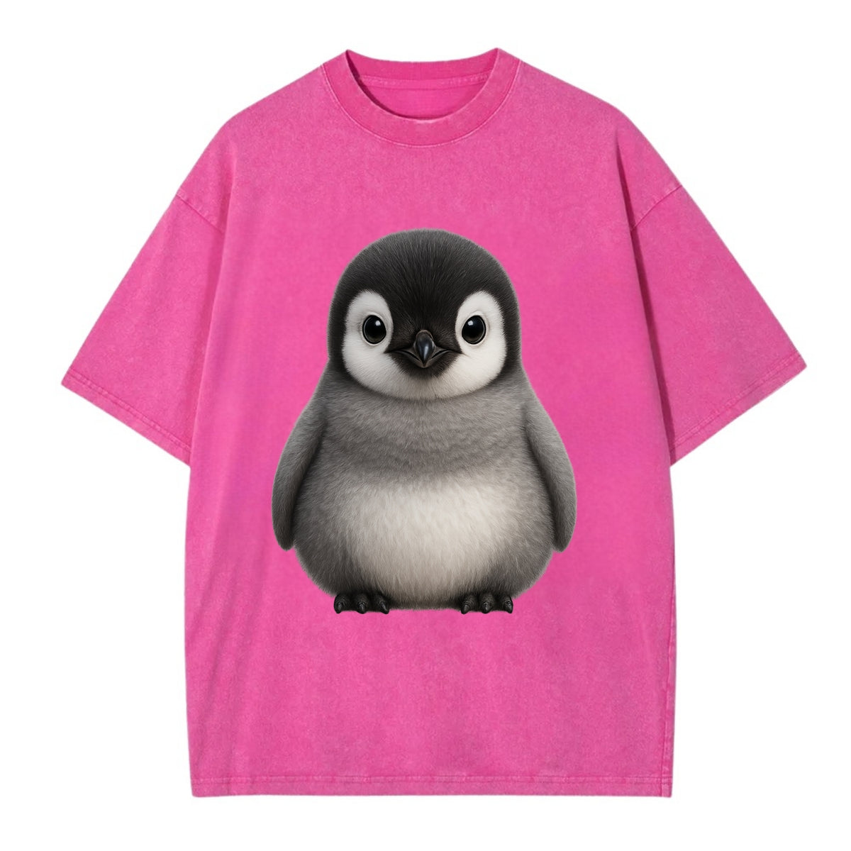 Baby Adelie Penguin - black and white, round body, curious eyes, front-facing, - Vintage T-shirt - Dusty Rose(Rose)