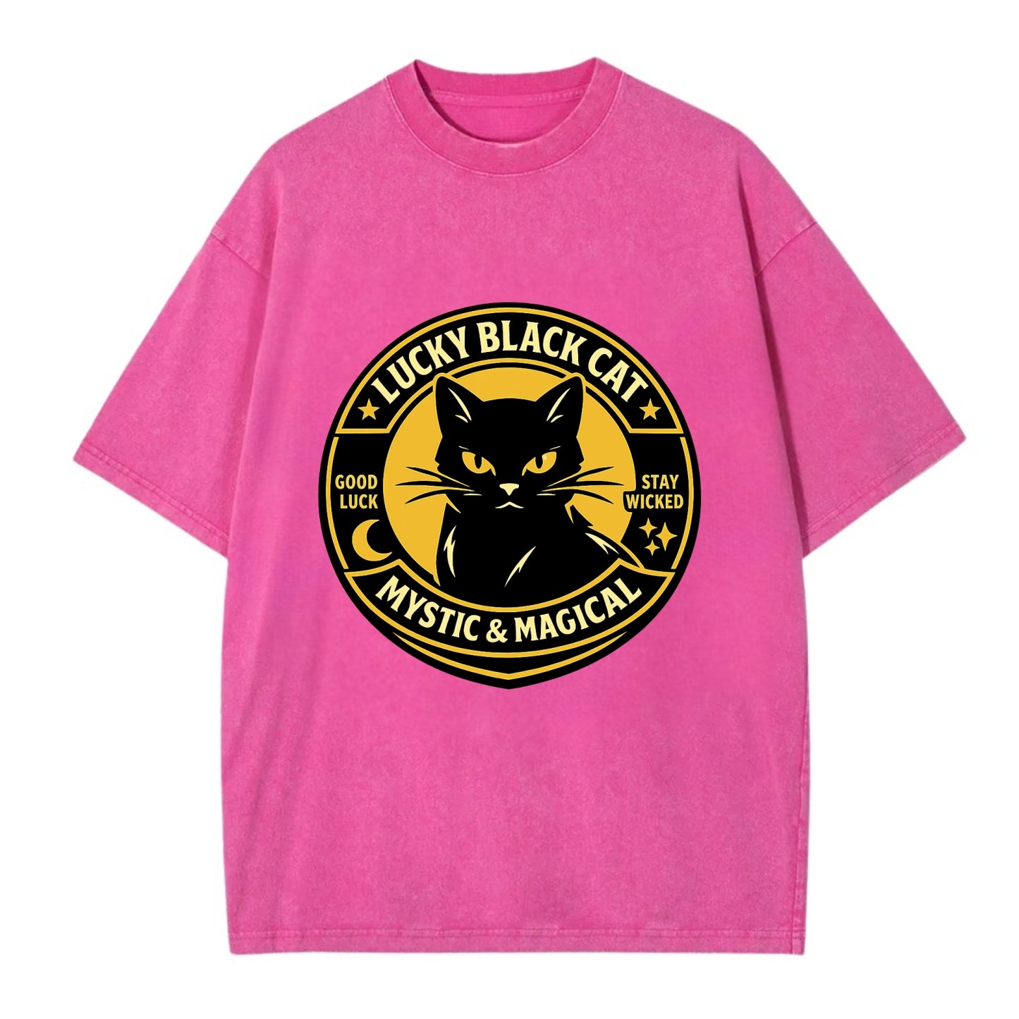 Mystic Feline Emblem - Vintage T-shirt - Dusty Rose(Rose)