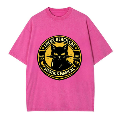 Mystic Feline Emblem - Vintage T-shirt - Dusty Rose(Rose)