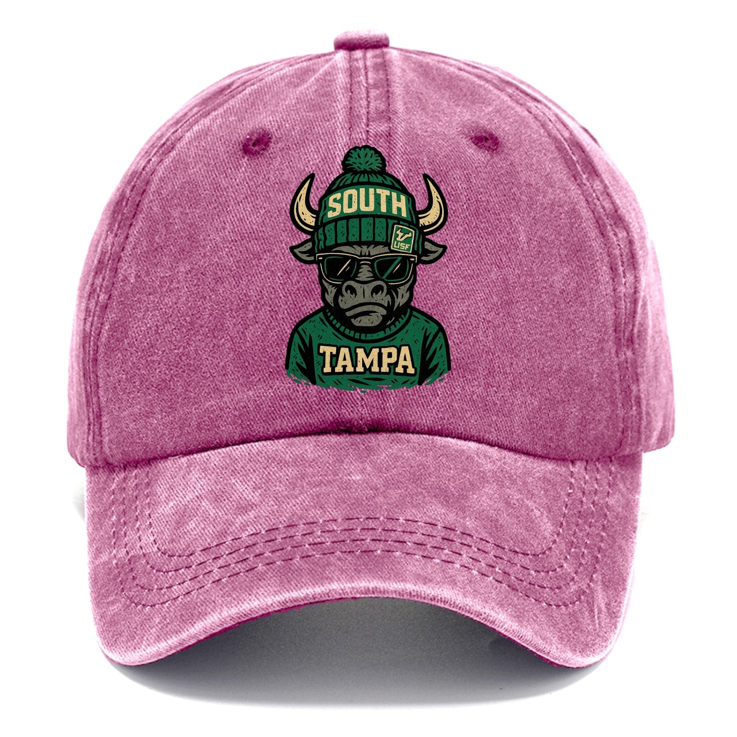 Tampa Bull wearing South Florida beanie with USF patch - Classic Cap - Dusty Rose(Rose)
