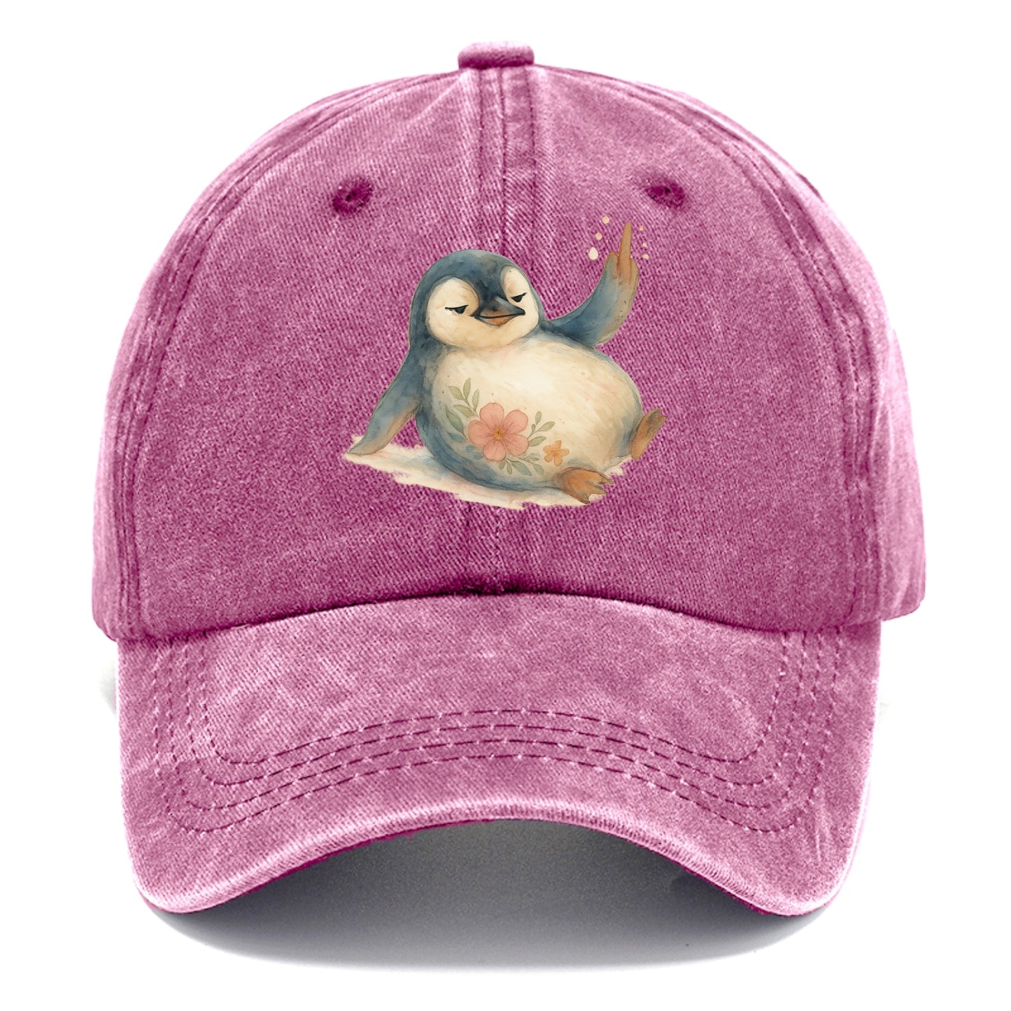 chubby penguin sliding on belly, one flipper up giving attitude - Classic Cap - Dusty Rose(Rose)