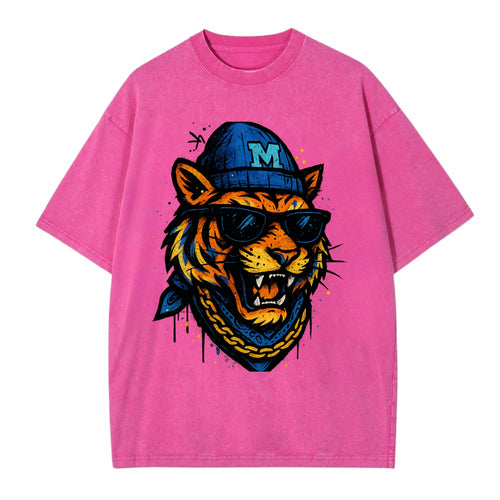 Memphis Tiger wearing Memphis beanie with M patch - Vintage T-shirt