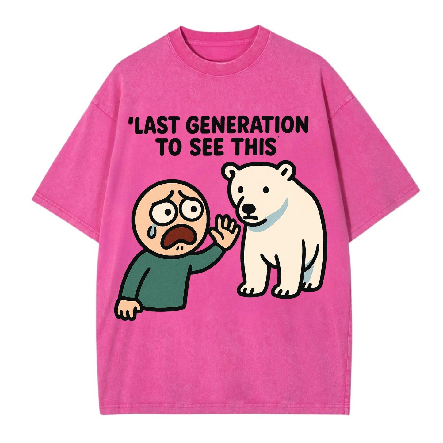 Person waving goodbye to polar bear - "Last generation to see this" - extinction - Vintage T-shirt - Dusty Rose(Rose)