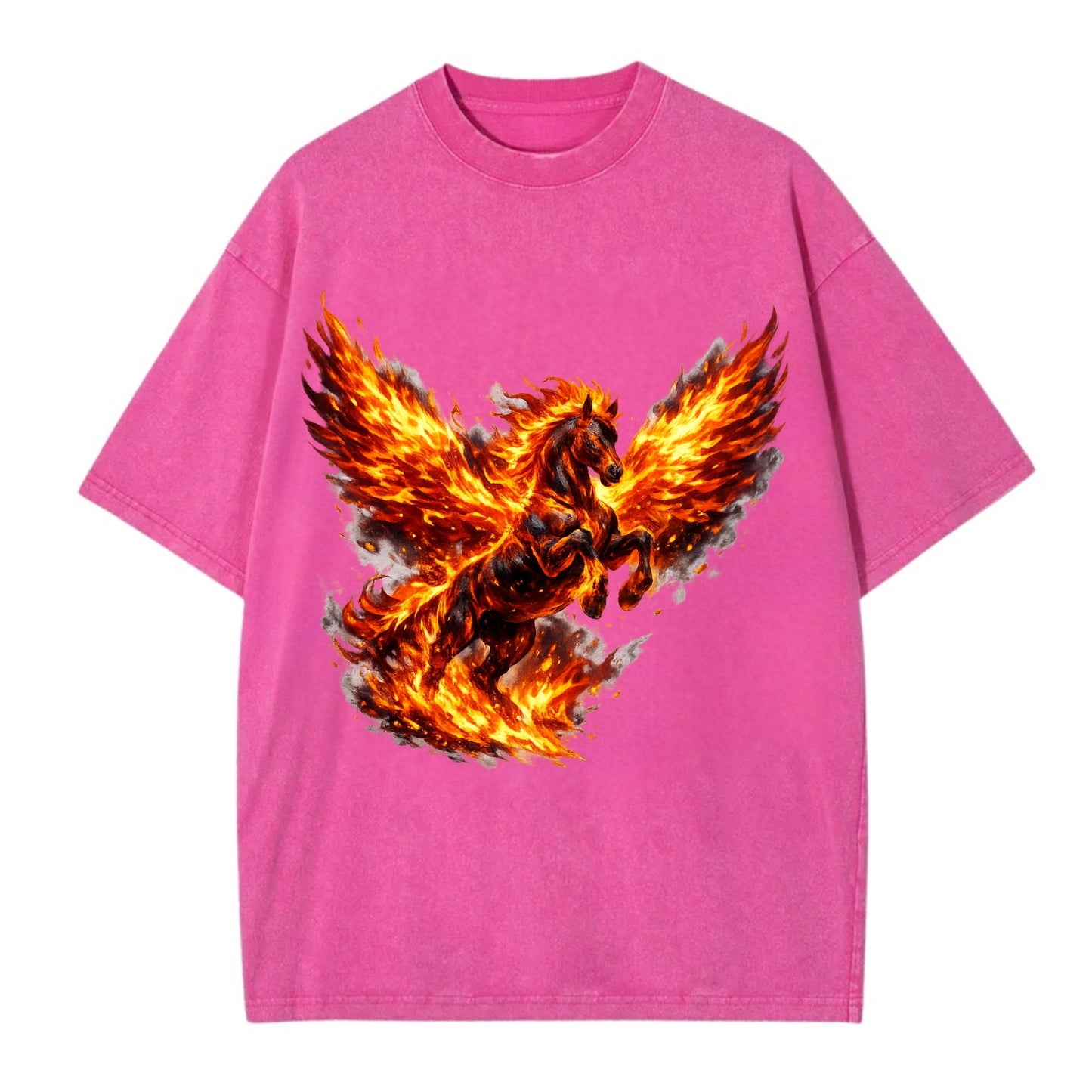 PHOENIX FIRE HORSE | Horse emerging from flames like phoenix | Rebirth - Vintage T-shirt - Dusty Rose(Rose)
