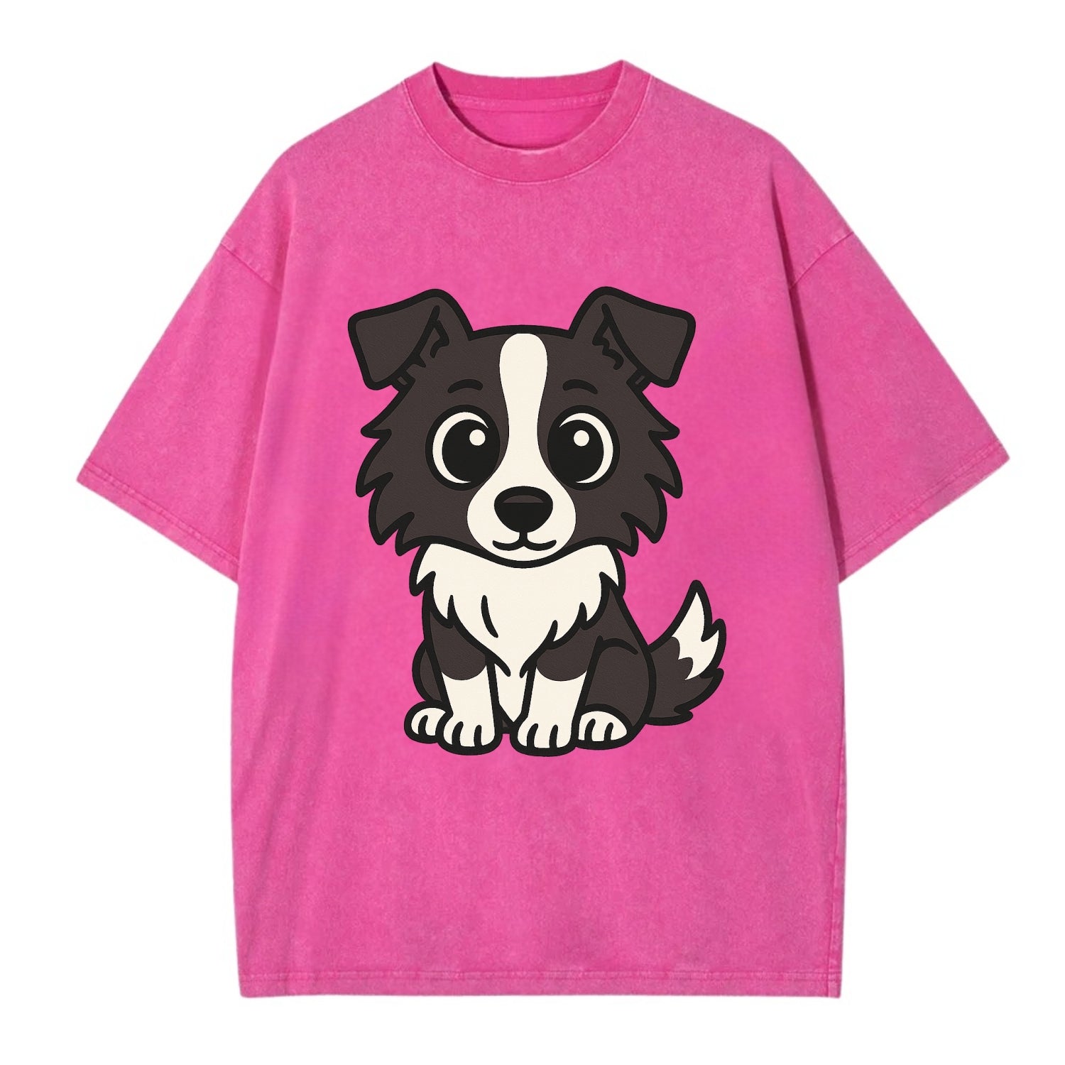Border Collie - Intense stare sitting pose - Vintage T-shirt - Dusty Rose(Rose)