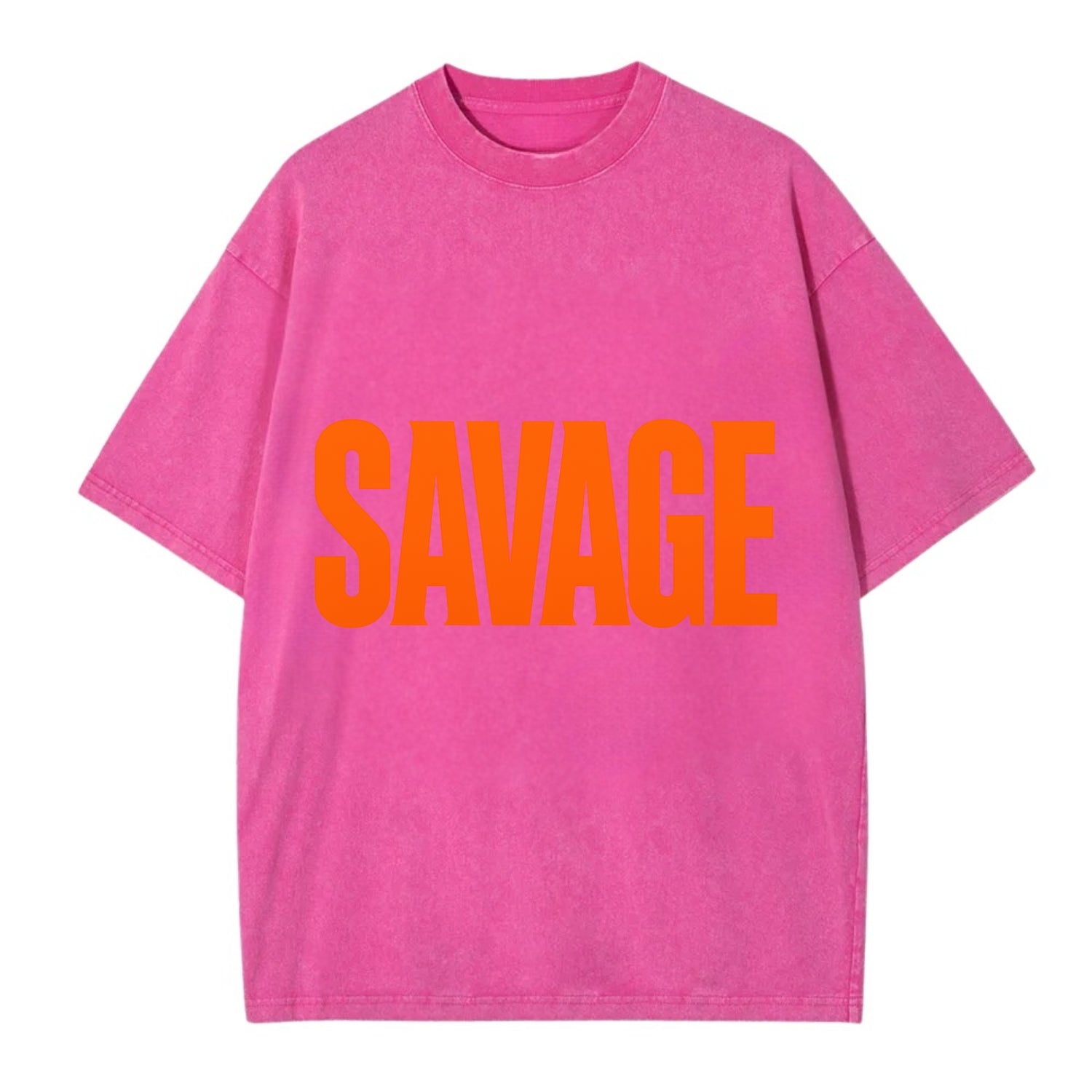 Bold typography design - "SAVAGE" - fierce attitude, taking no prisoners - Vintage T-shirt - Dusty Rose(Rose)