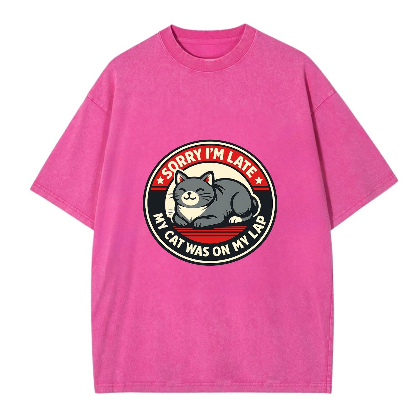 Charming Cat Loaf Excuse Emblem - Vintage T-shirt - Dusty Rose(Rose)