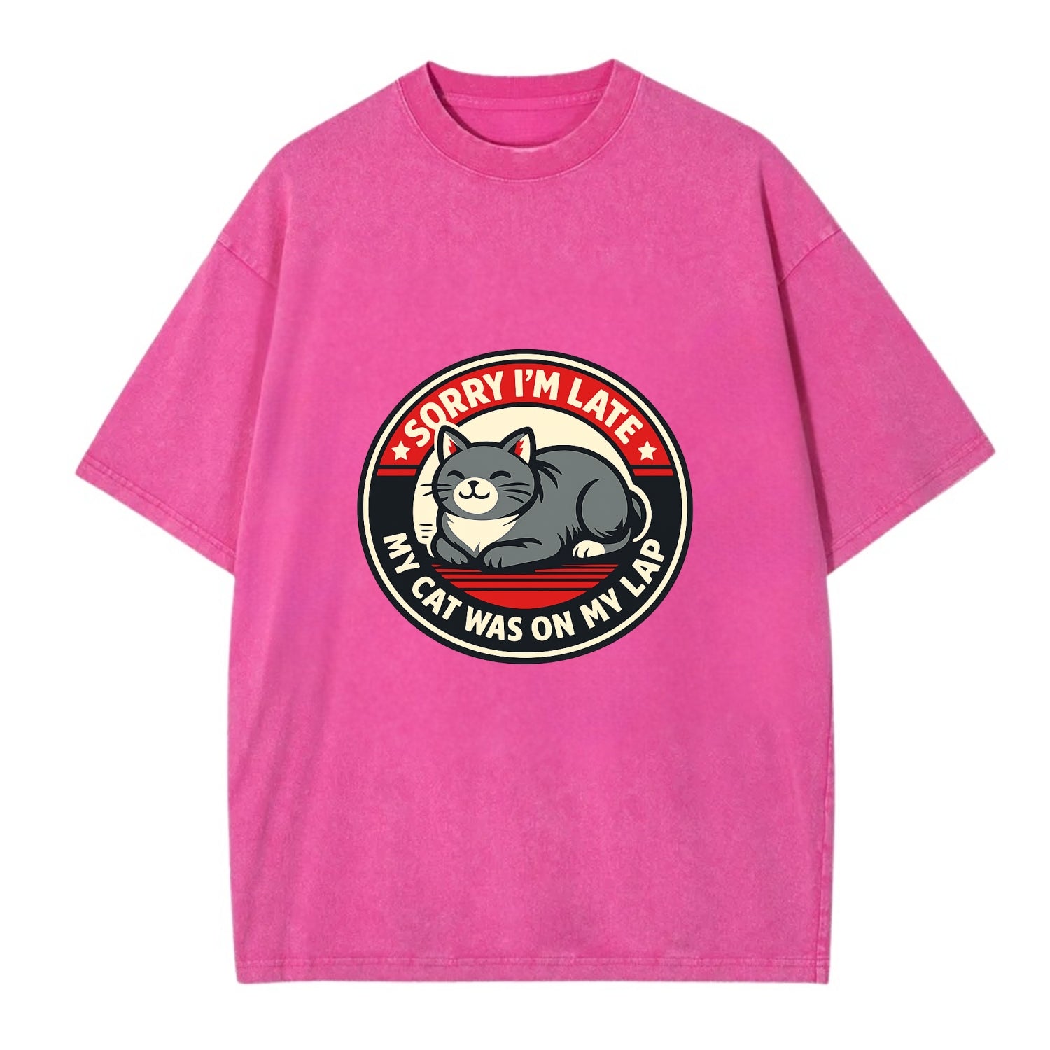 Charming Cat Loaf Excuse Emblem - Vintage T-shirt - Dusty Rose(Rose)