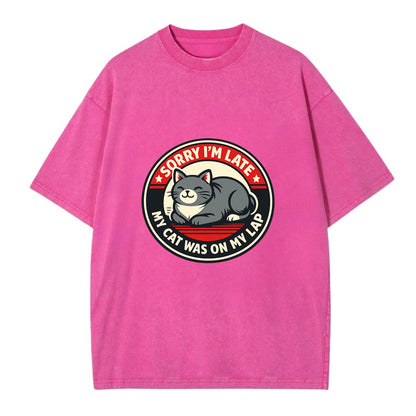 Charming Cat Loaf Excuse Emblem - Vintage T-shirt - Dusty Rose(Rose)