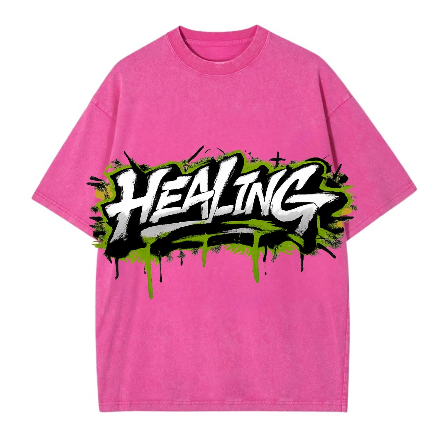 Bold typography design - "HEALING" - in recovery, getting better - Vintage T-shirt - Dusty Rose(Rose)