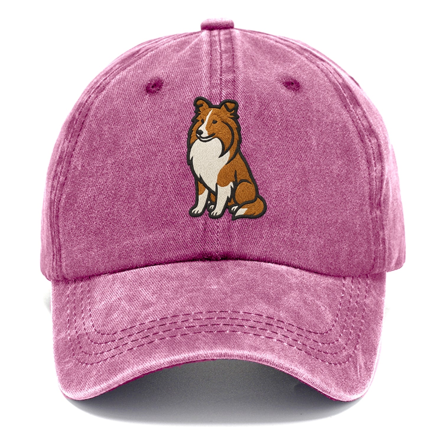 Shetland Sheepdog - Sable and white embr Classic Cap - Dusty Rose(Rose)