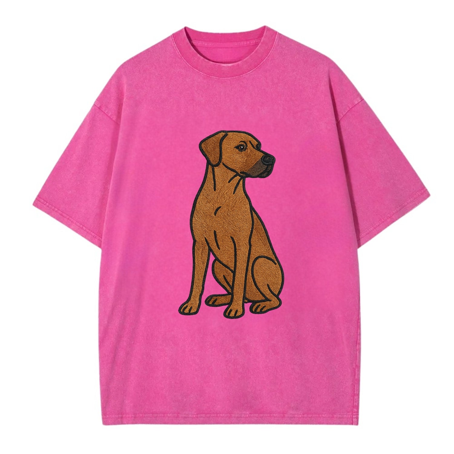 Rhodesian Ridgeback - Red wheaten embroidered pose - Vintage T-shirt - Dusty Rose(Rose)