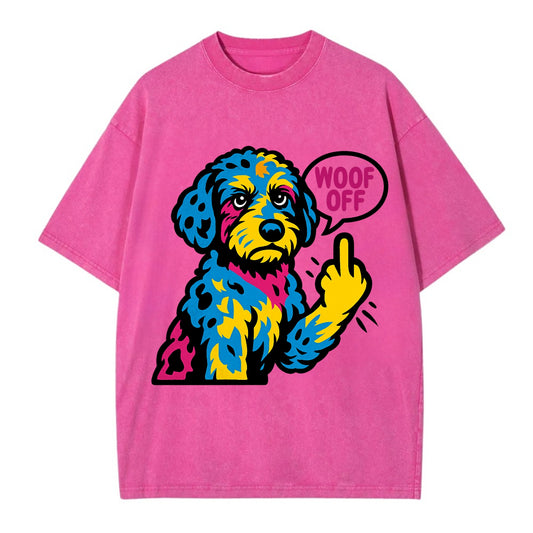 Aussiedoodle with merle patches and curly coat, playful smart paw raised - Vintage T-shirt - Dusty Rose(Rose)