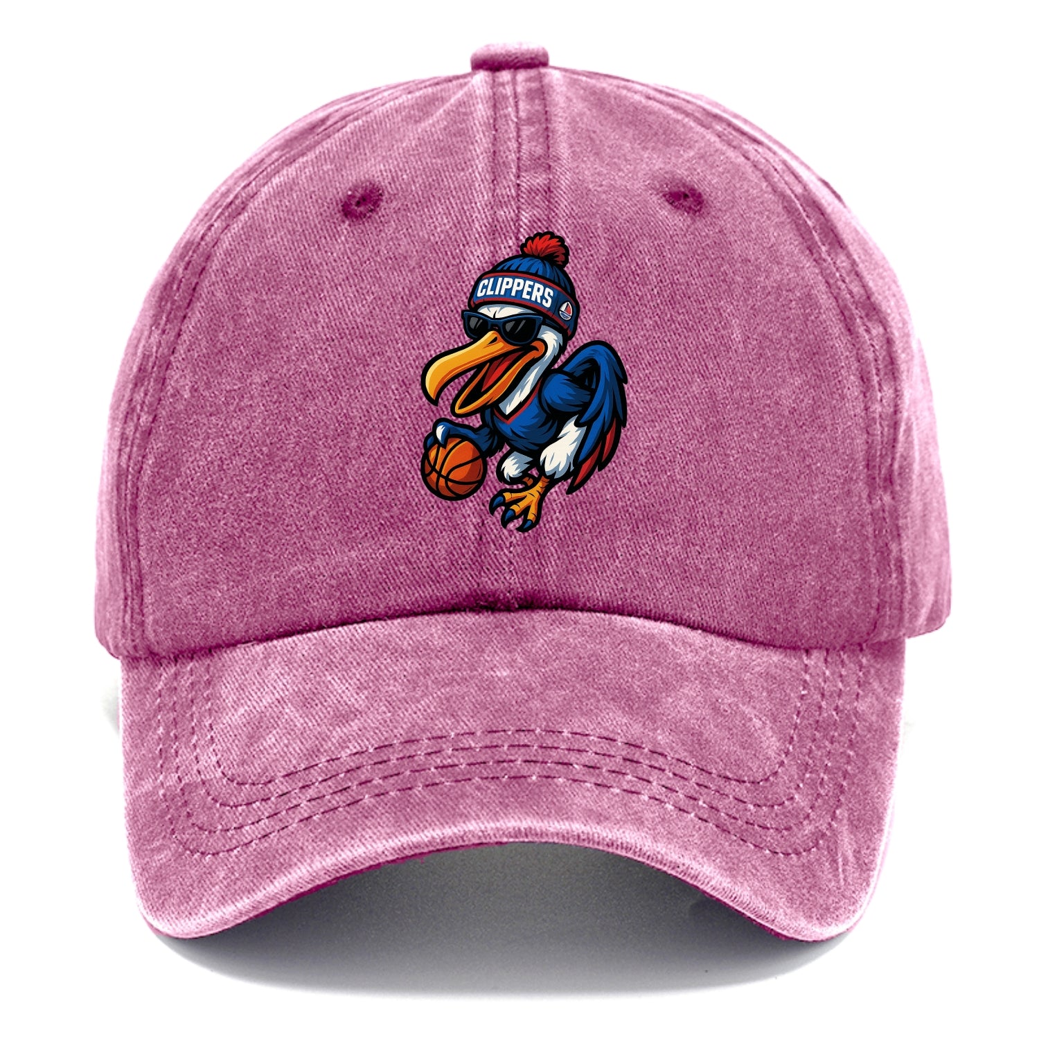 Los Angeles Pelican wearing Clippers beanie with sailboat patch and wayfarer - Classic Cap - Dusty Rose(Rose)