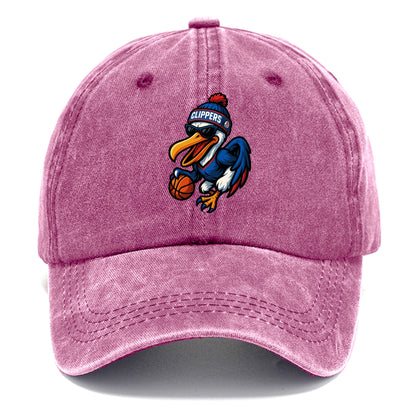 Los Angeles Pelican wearing Clippers beanie with sailboat patch and wayfarer - Classic Cap - Dusty Rose(Rose)