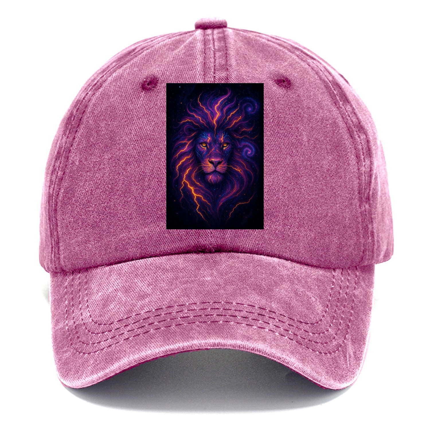 Regal lion with mane made of electric currents, neon yellow and hot pink energy - Classic Cap - Dusty Rose(Rose)