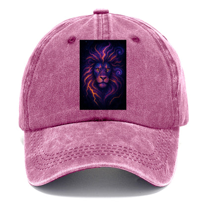 Regal lion with mane made of electric currents, neon yellow and hot pink energy - Classic Cap - Dusty Rose(Rose)