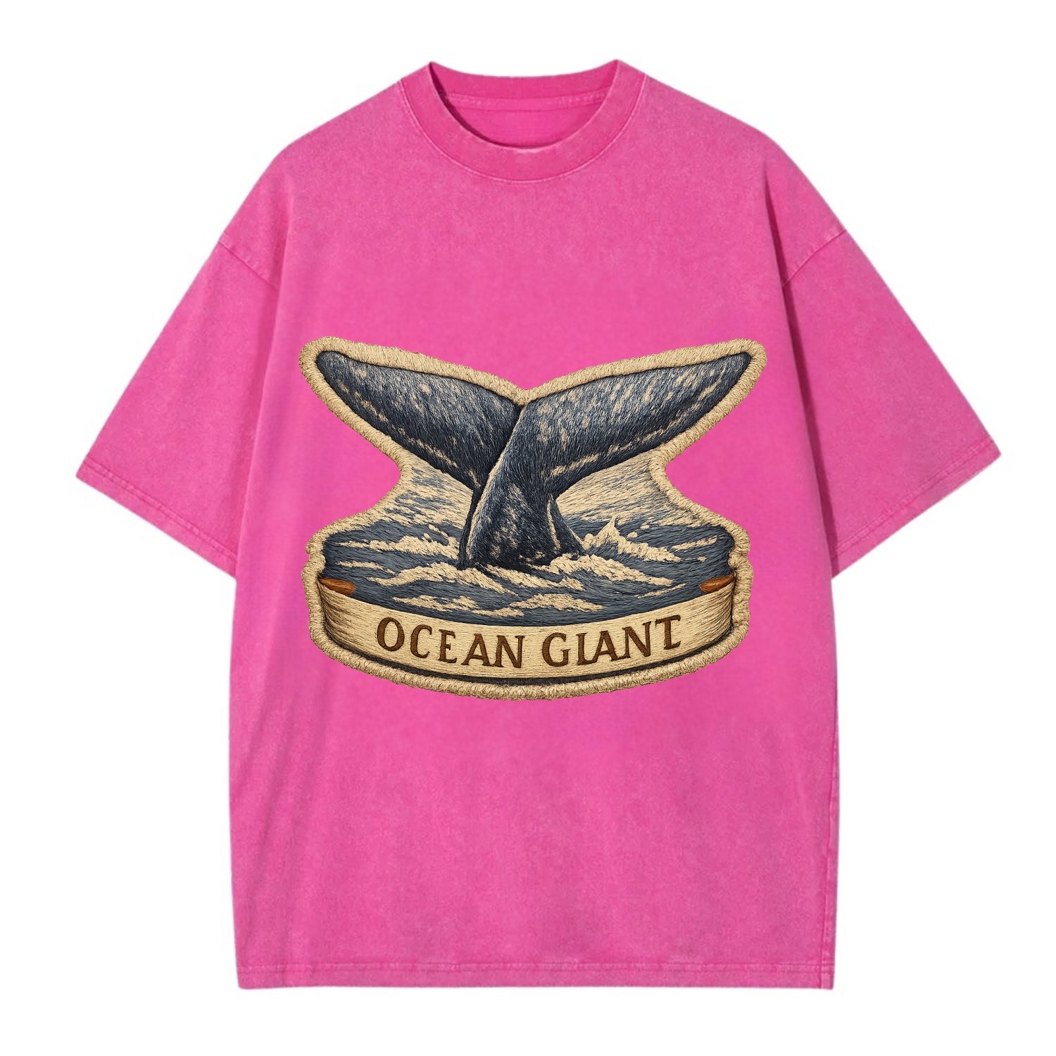 WHALE TAIL - diving whale in blue and gray , ocean giant - Vintage T-shirt - Dusty Rose(Rose)