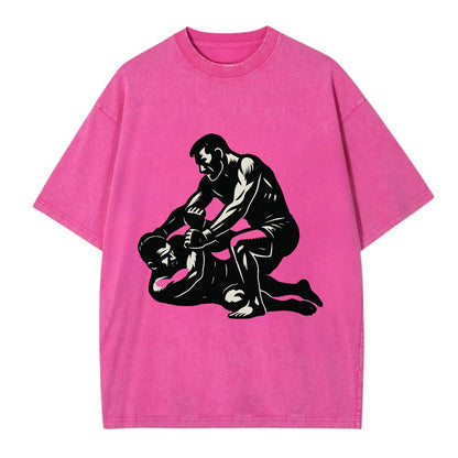 MMA fighter in ground submission hold - Vintage T-shirt - Dusty Rose(Rose)