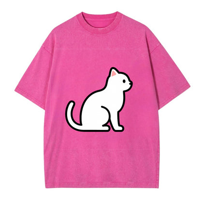 Domestic Shorthair - White classic flat side profile - Vintage T-shirt - Dusty Rose(Rose)