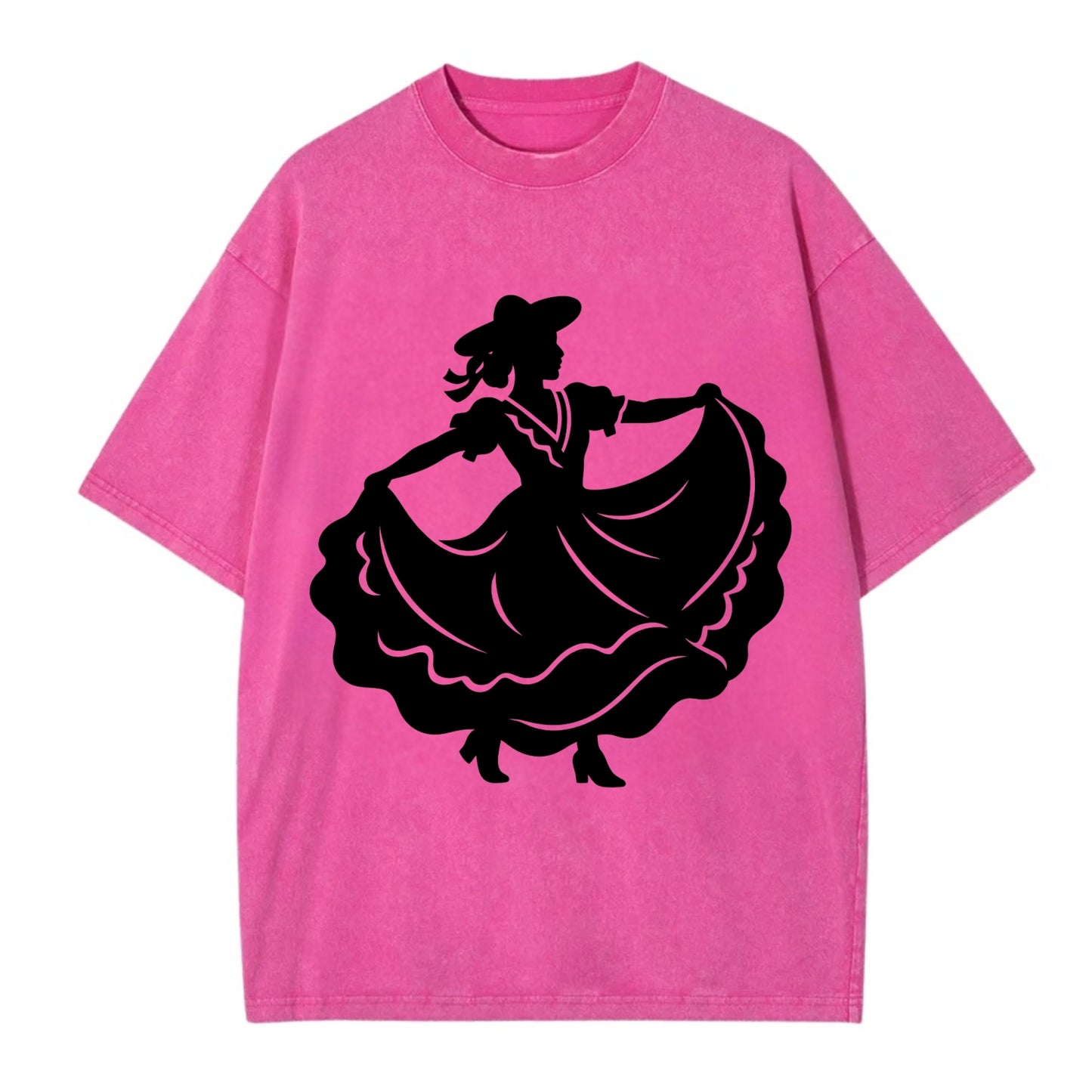 Mexican folk dancer twirling skirt - Vintage T-shirt - Dusty Rose(Rose)