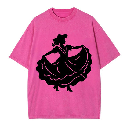 Mexican folk dancer twirling skirt - Vintage T-shirt - Dusty Rose(Rose)