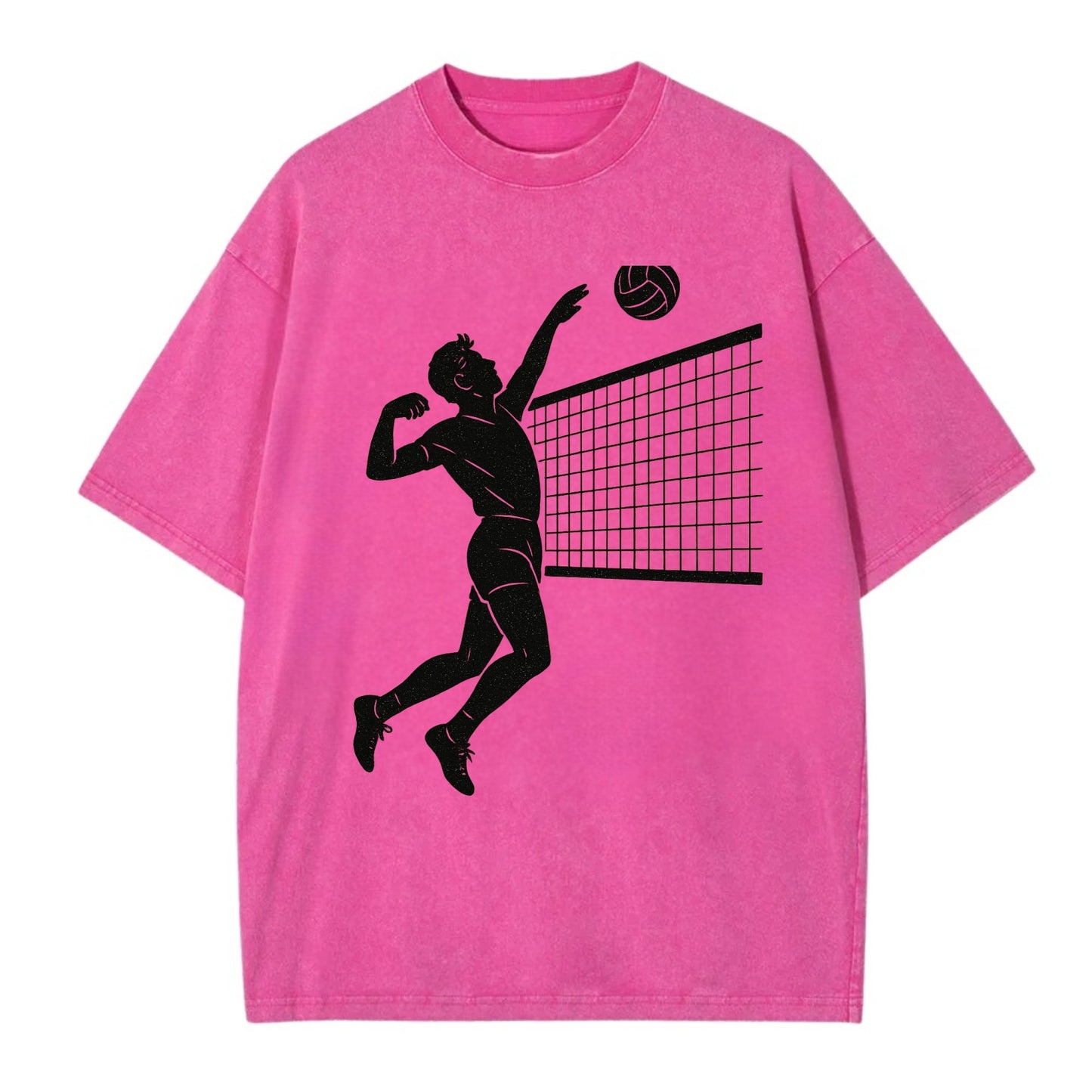 Volleyball player spiking at the net - Vintage T-shirt - Dusty Rose(Rose)