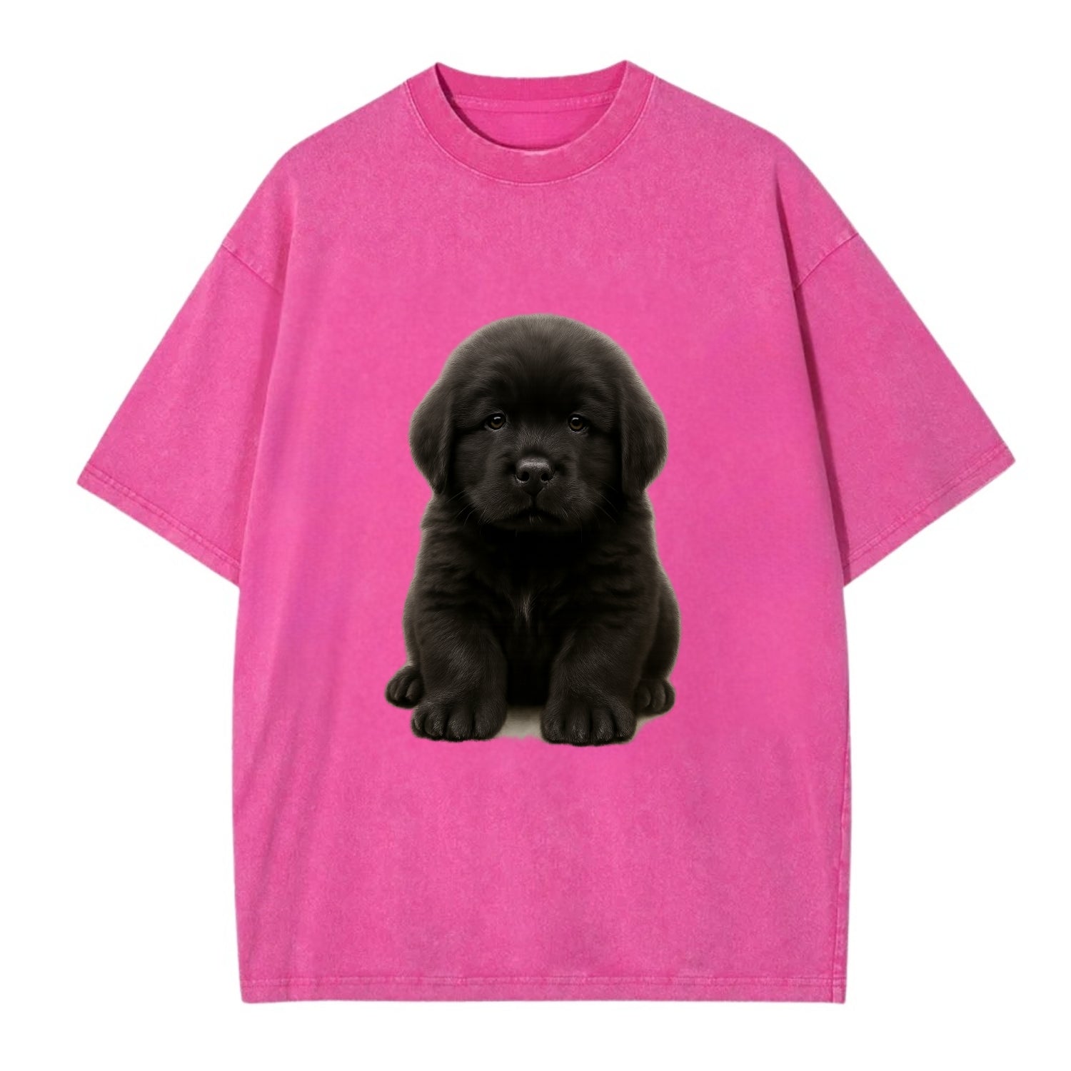 Baby Newfoundland Puppy - giant fluffy black, gentle eyes, webbed paws, - Vintage T-shirt - Dusty Rose(Rose)