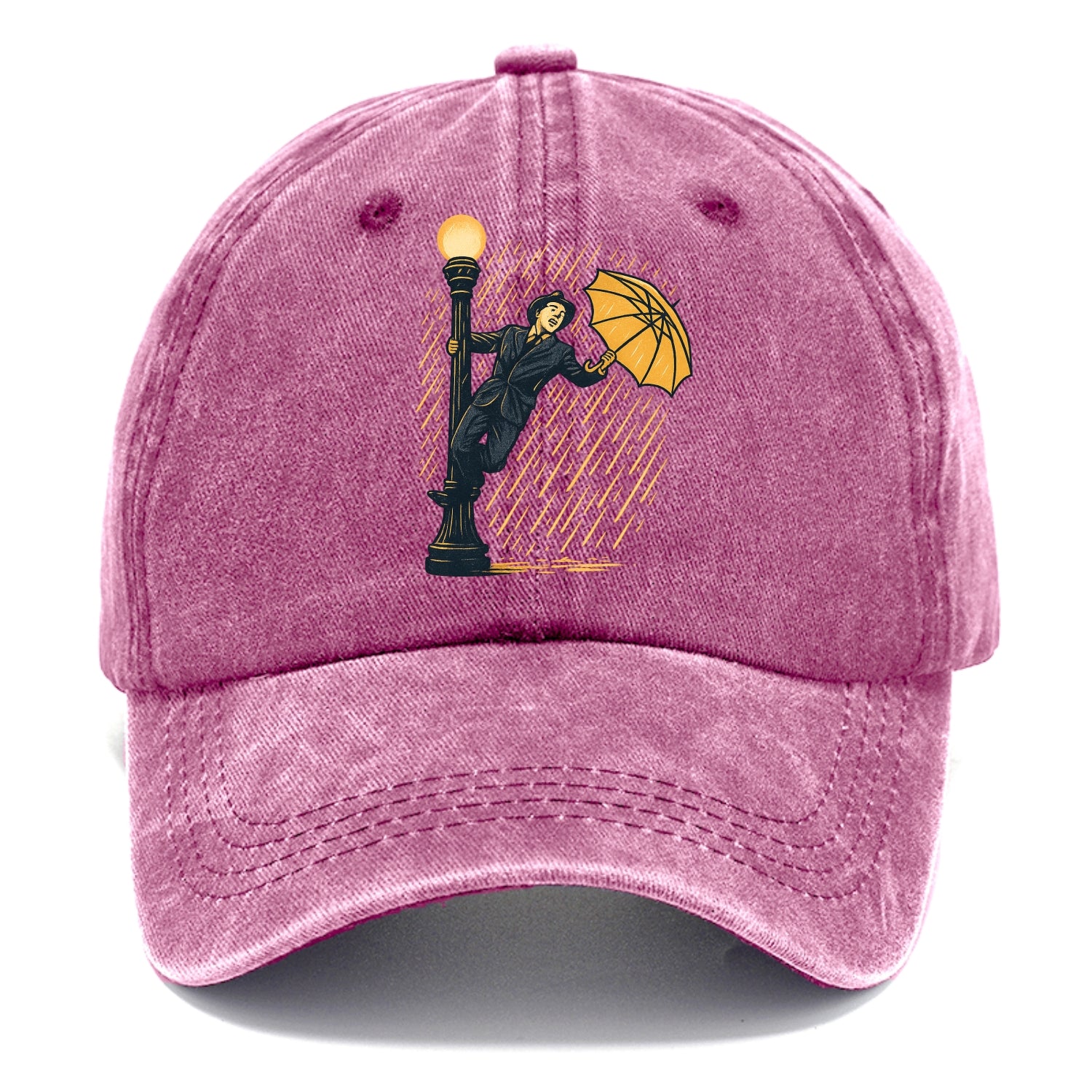 joyful dancing on lamppost in heavy rain with big smile - Classic Cap - Dusty Rose(Rose)