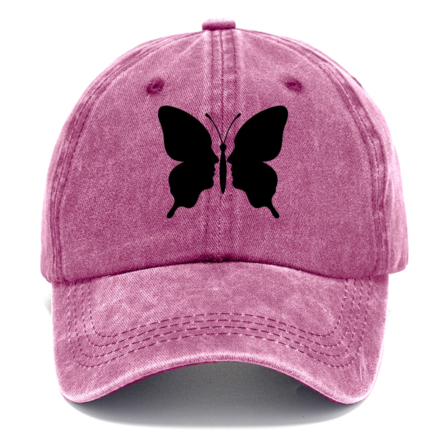 Butterfly wings - negative space reveals hidden faces or patterns - Classic Cap - Dusty Rose(Rose)