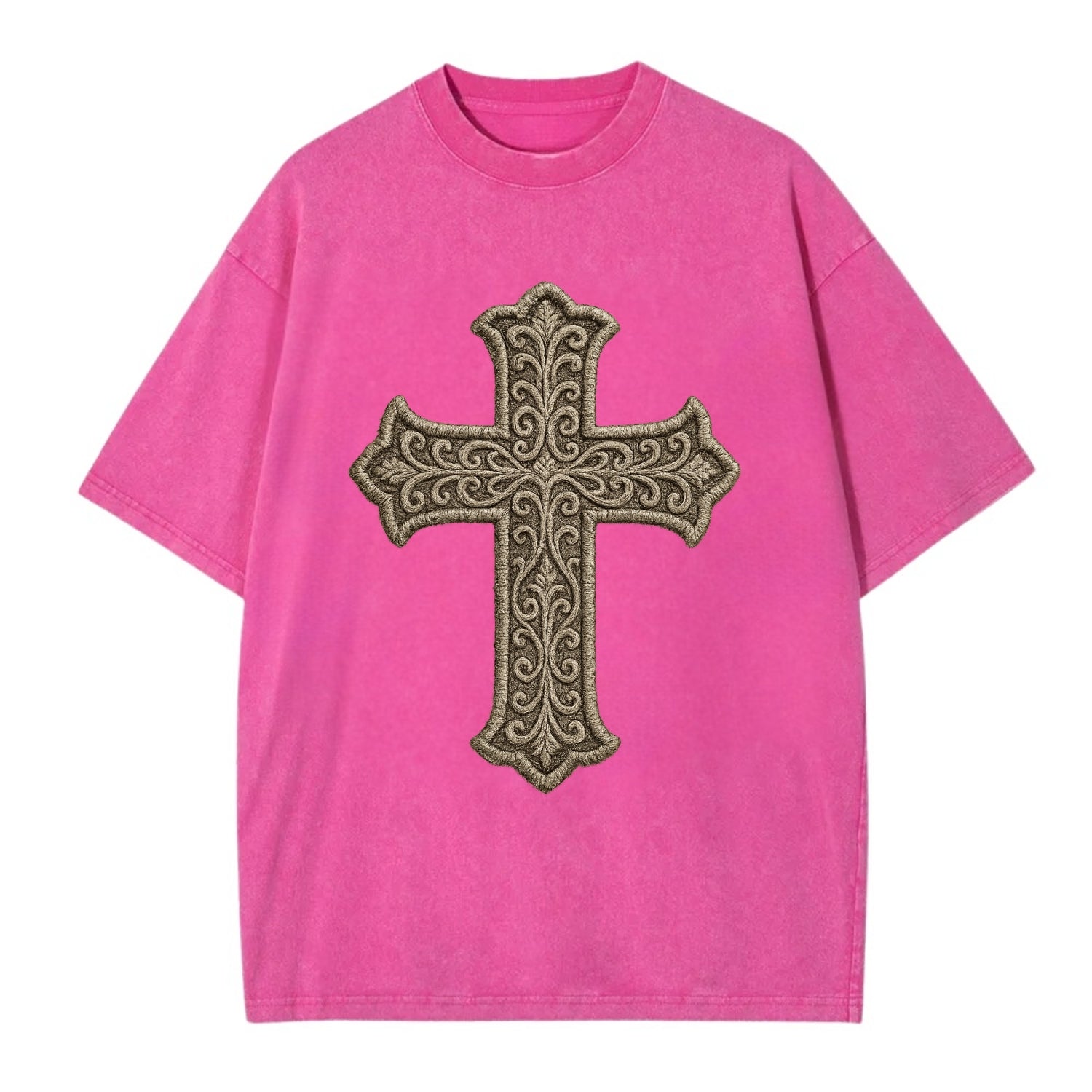 Filigree Cross  - Vintage T-shirt - Dusty Rose(Rose)