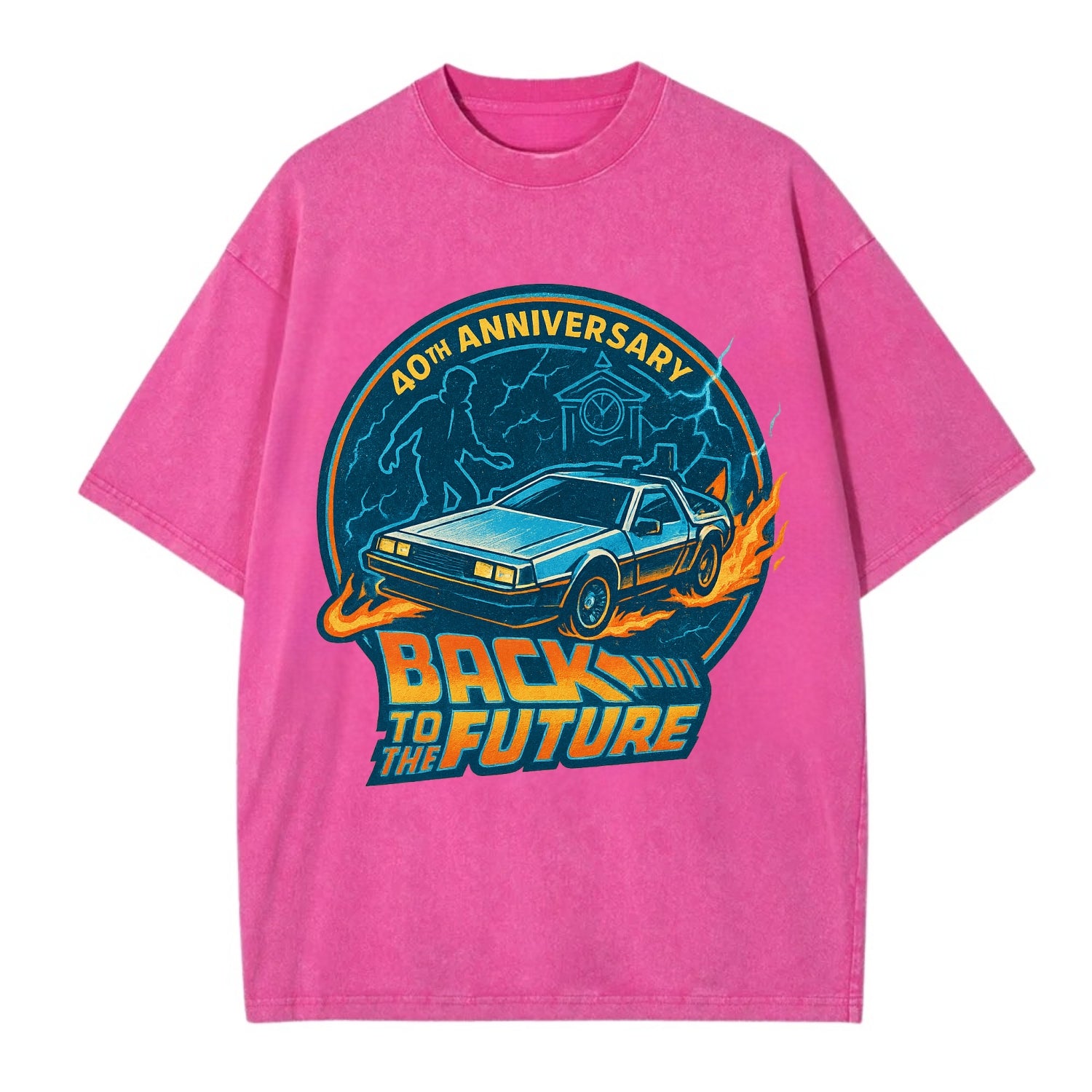 Back To The Future 40th Anniversary - Vintage T-shirt - Dusty Rose(Rose)