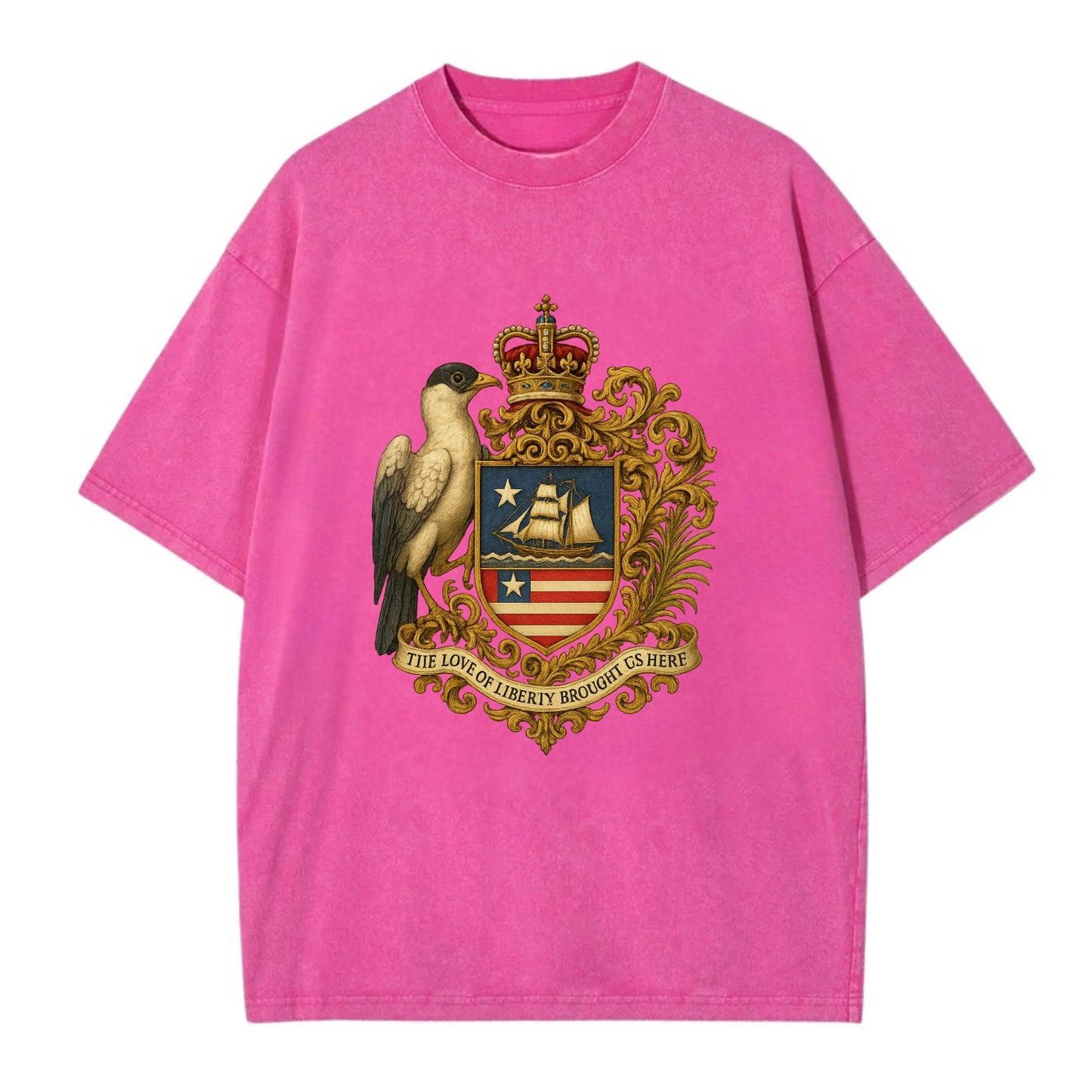 Liberia Pepper Bird Emblem  - Vintage T-shirt - Dusty Rose(Rose)