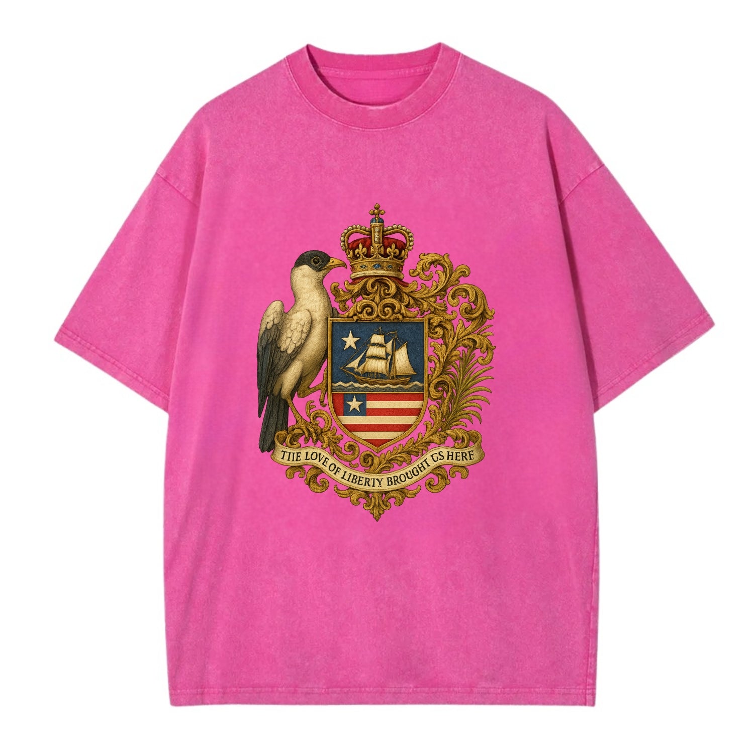 Liberia Pepper Bird Emblem  - Vintage T-shirt - Dusty Rose(Rose)
