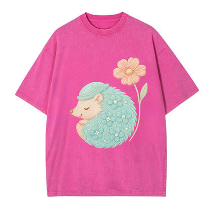 Aqua Hedgehog - Vintage T-shirt - Dusty Rose(Rose)