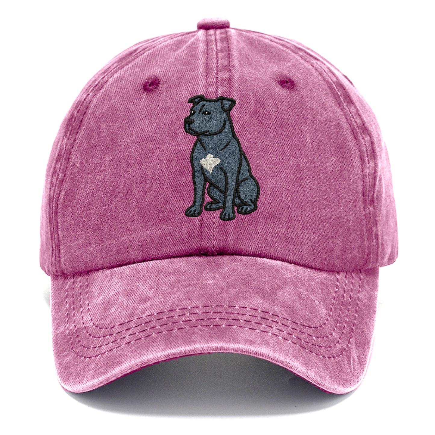 American Staffordshire Terrier - Blue embroidered design - Classic Cap - Dusty Rose(Rose)