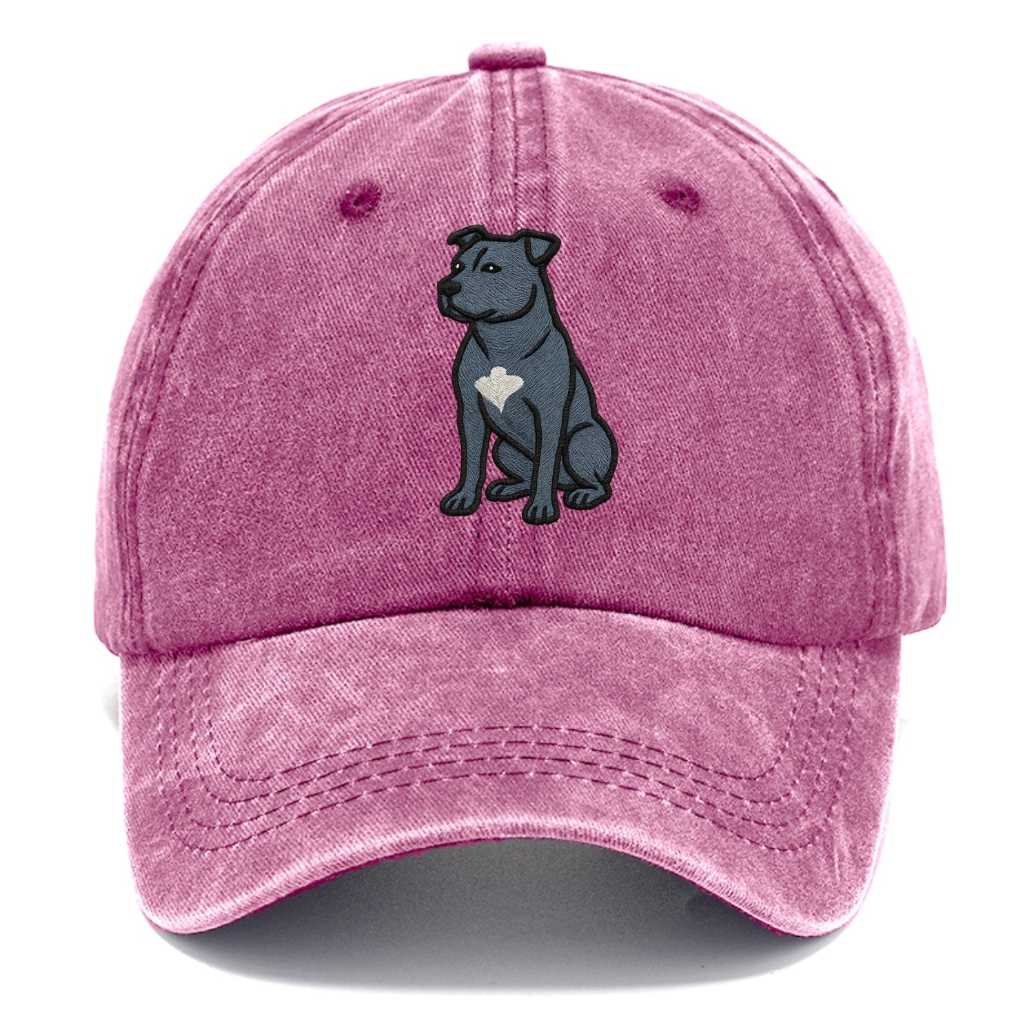 American Staffordshire Terrier - Blue embroidered design - Classic Cap - Dusty Rose(Rose)