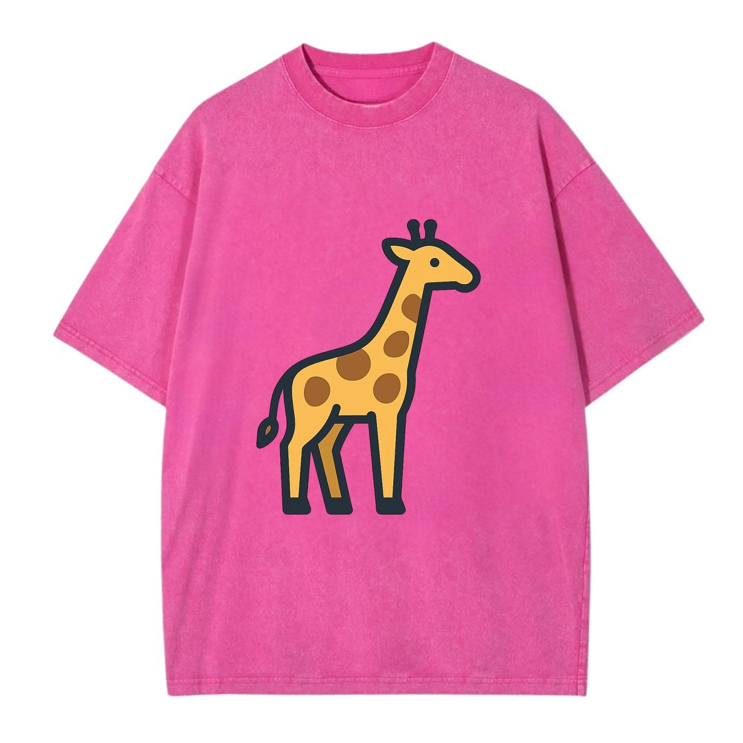 Giraffe - Yellow with brown patches flat side profile - Vintage T-shirt - Dusty Rose(Rose)